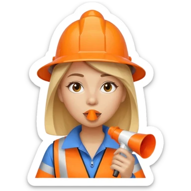 ağzında düdük kafasında huni olan kadın sticker