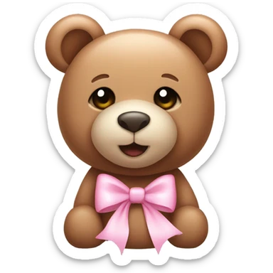 Teddy bear with light pink bows on its ears  sticker