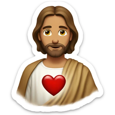 Jesus with a heart sticker