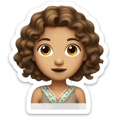 cute mexican girl with wavy brown hair and big brown eyes sticker