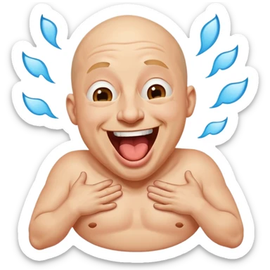 hilarious exaggerated laughing emoji face, bald man style or classic yellow emoji, mouth huge open laughing hysterically, tears flying everywhere, tongue out, holding belly or pointing, funny Greek meme energy, transparent background, cartoon vector, clean lines, 128x128, perfect for YouTube emoji" sticker