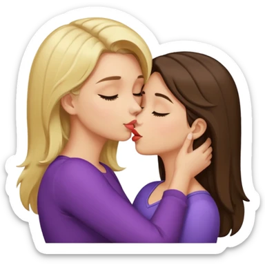 blond girl kissing brunette girls neck sticker