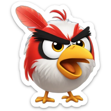 Angry bird with red feather sticker