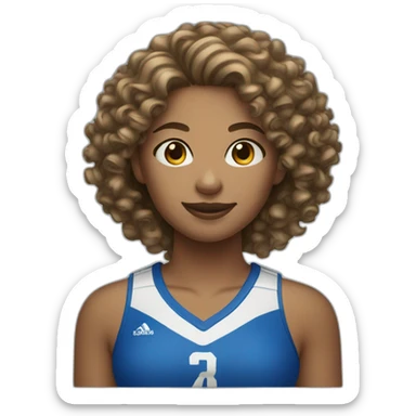 Volleyball girl curly hair player sticker
