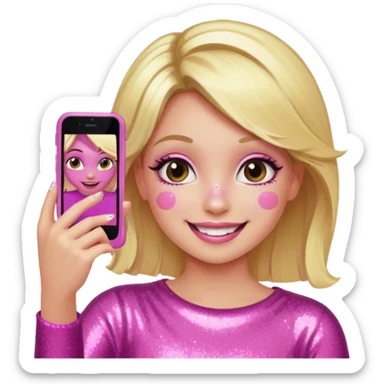 glitter pink girl naughty selfie sticker