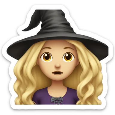 witch hat blonde long hair very sad expression sticker