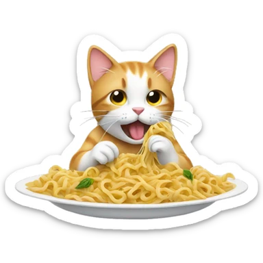 Cat eating pasta  sticker