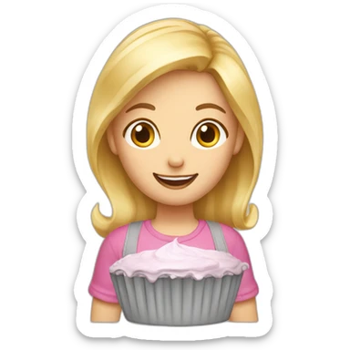 Cake baking blond girl sticker