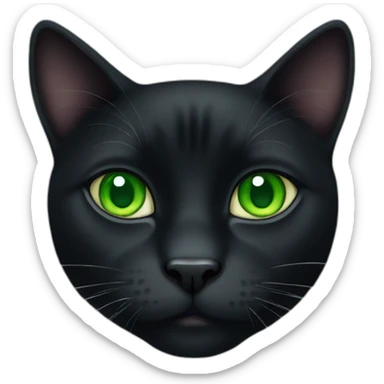 fat black cat green eyes sticker
