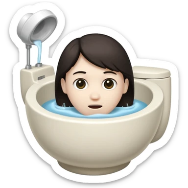 A toilet with a human head coming out of the bowl sticker