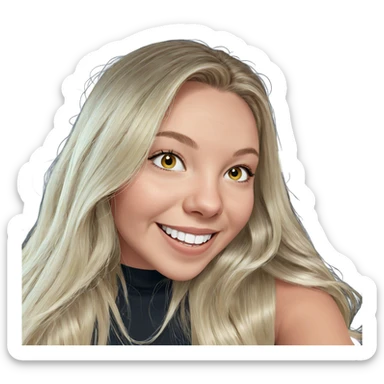 smiling girl with long blonde hair sticker