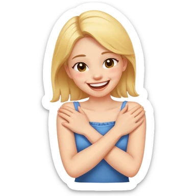 Arms crossed holding neck laughing girl sticker