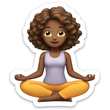 Girl with brown wavy hair doing yoga sticker