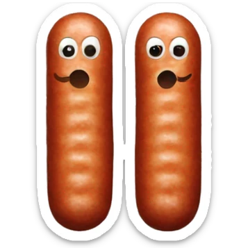 A sausage in between two meatballs sticker