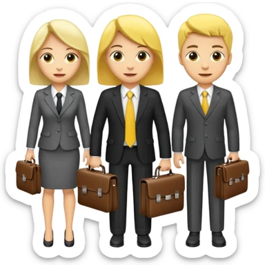 4 people, two man and two women,yellow skin office style sticker