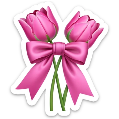 Pink tulips with a bow sticker