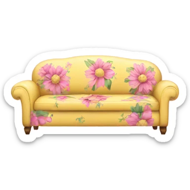 yellow and pink floral couch sticker