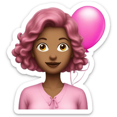 woman with pink blouse with Xanda balloons sticker