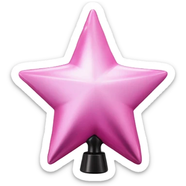 Realistic isolated black and pink metallic star christmas tree topper. sticker