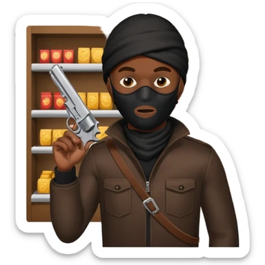 Make a black guy robbing store with pistol sticker