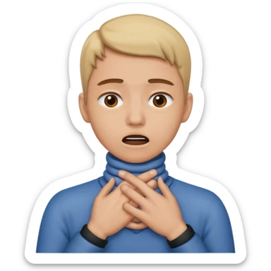 An emoji with hands around their neck choking themselves sticker
