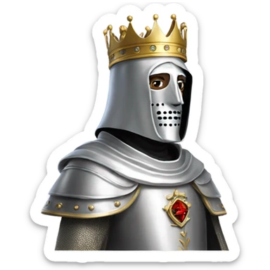 king baldwin IV in silver full face mask up with hand out sticker
