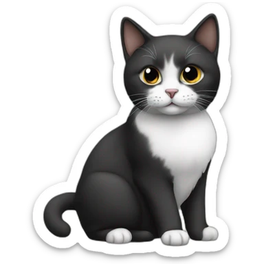 cat black white sticker