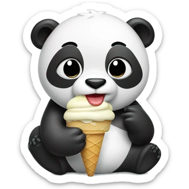 Panda eating ice cream sticker