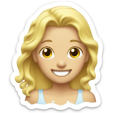 blonde woman giggles in shower sticker