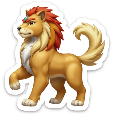 White Shiny Anthro Entei-feline-cat (full body) sticker