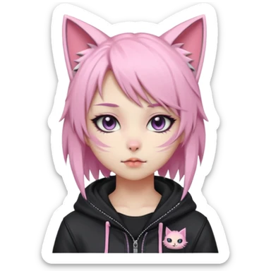 Edgy Kawaii Cute Cool Pastel Cartoon Beautiful Elegant Pretty Anime Punk Techwear Gothic Catgirl sticker