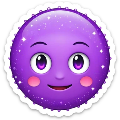 Create an image of an emoji of a 2d flat purple sparkles. sticker