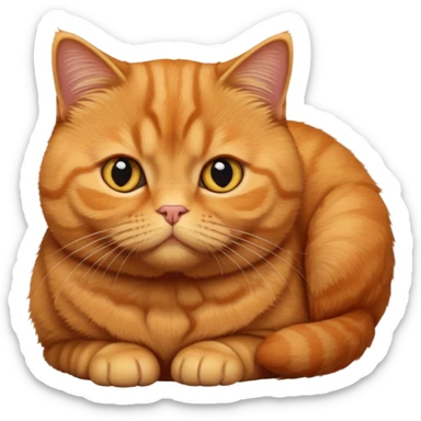 British shorthair ginger cat, solid color with no markings sticker