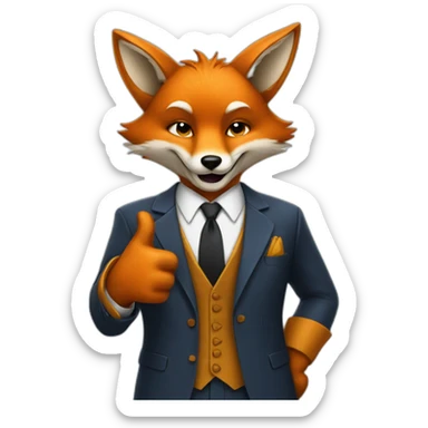 Cool Fox in a suit with his thumbs up  sticker