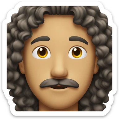 Guy with long curly hair with mustache  sticker