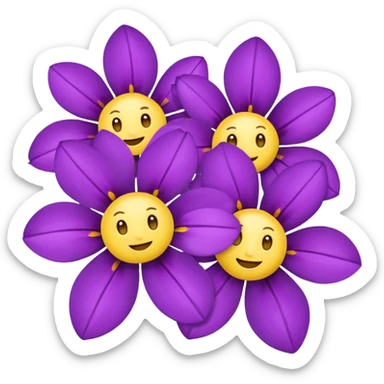 Flowers and emojis with purple and lemon yellow combo  sticker