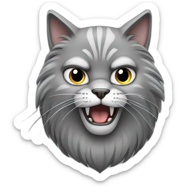 angry gray cat with long furr sticker
