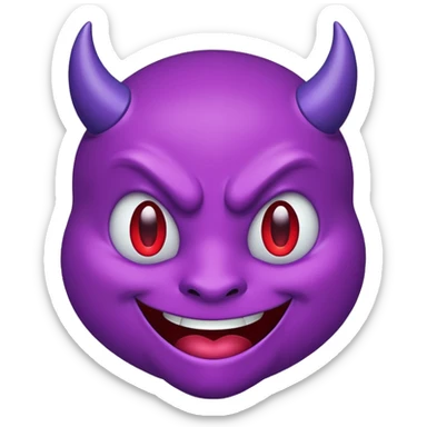 purple devil emoji making a wink sticker
