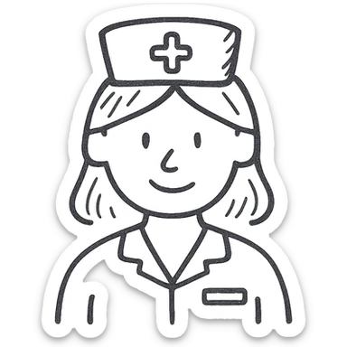 hand drawn outline icon of a nurse sticker