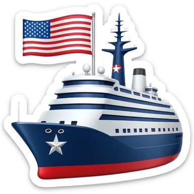 generate a very realistic American modern ship with flag sticker