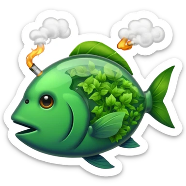 Fish smoking weed  sticker