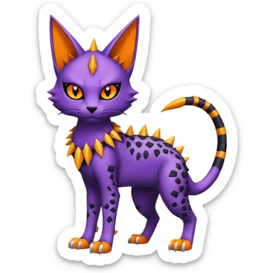 Punky gothic edgy badass spiked scaley Bastet-Gatomon-Digimon-Fakémon-Pokémon-creature (full body) sticker