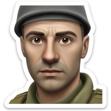 A serious Serbian resistance soldier 1990 photorealistic without helmet sticker