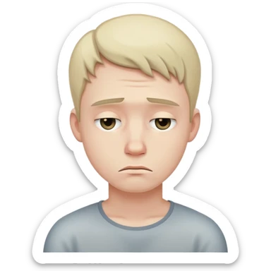 sad young man with slumped shoulders sticker