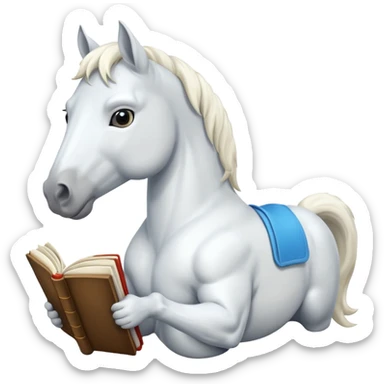  white horse with book sticker