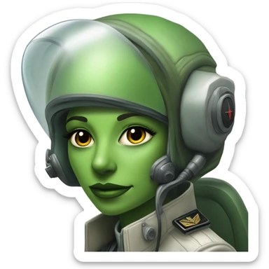 green alien reptilian woman pilot sticker
