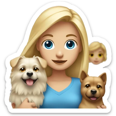 Blonde girl blue eyes holding spitz  sticker