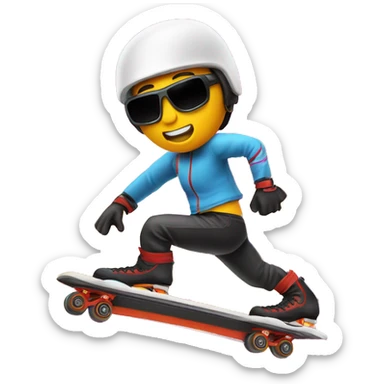 rollerblading with fire and thunder sticker