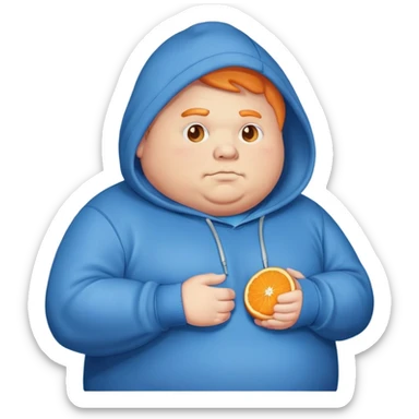 Fat orange guy with blue sweater and hoodie caseoh sticker