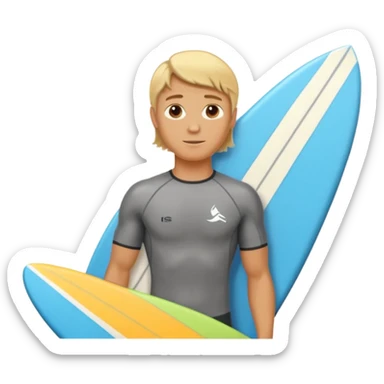 blonde haired white surfer with surfboard  sticker